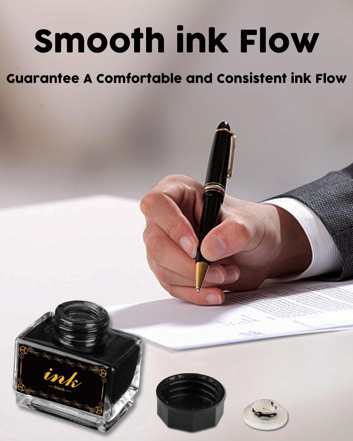 Calligraphy Ink 15 ml Black Ink,Suitable for quill pens Quill dip Pen Calligraphy Pen Drawing Pen,Carbon Free Ink for pens