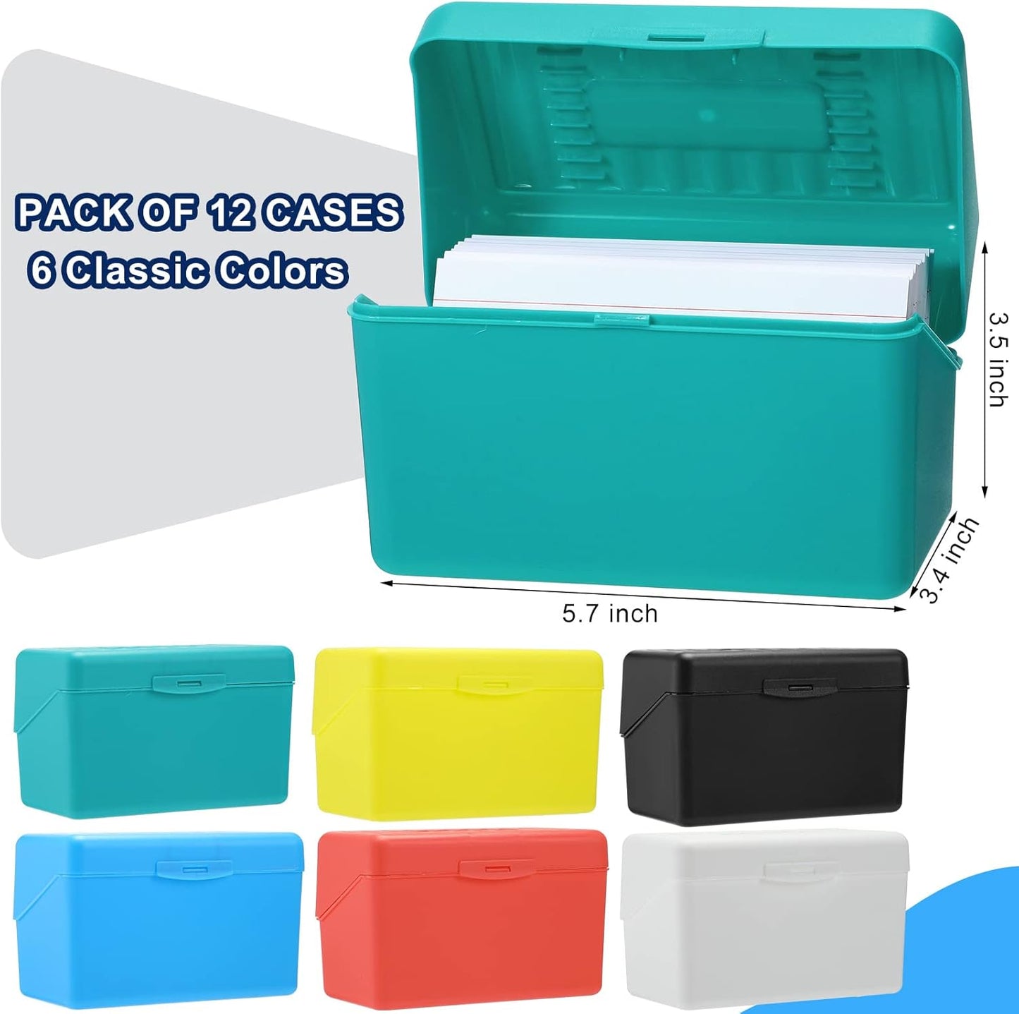 Fuutreo 12 Pack 3x5 Organizer Index Card Box Flash Note Index Card Holder Case for Recipes Addresses(Bright Colors)