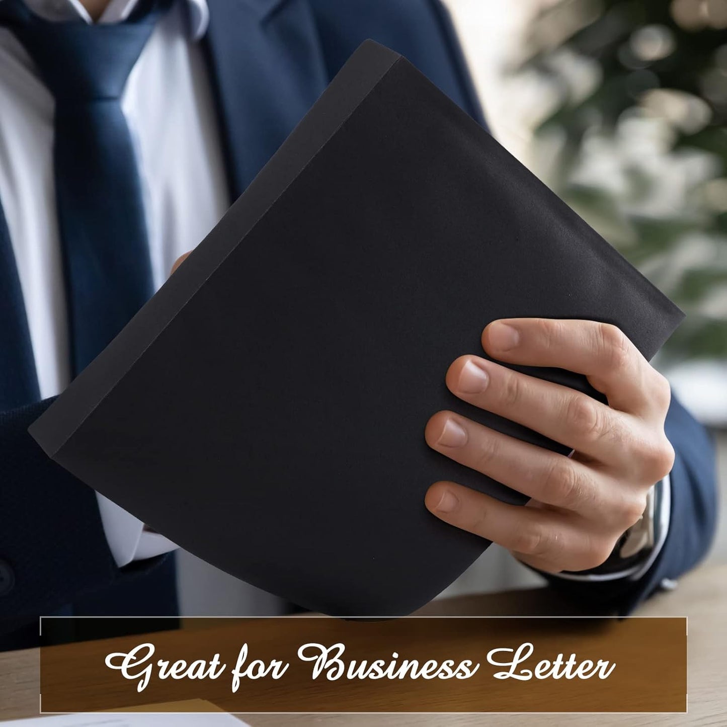 Crtiin 100 Pcs 9 x 12 Open End Booklet Envelopes 80 lb 120gsm Catalog Envelopes with Closure for Mailing Catalog Financial Document Magazine Pamphlet Business(Black)