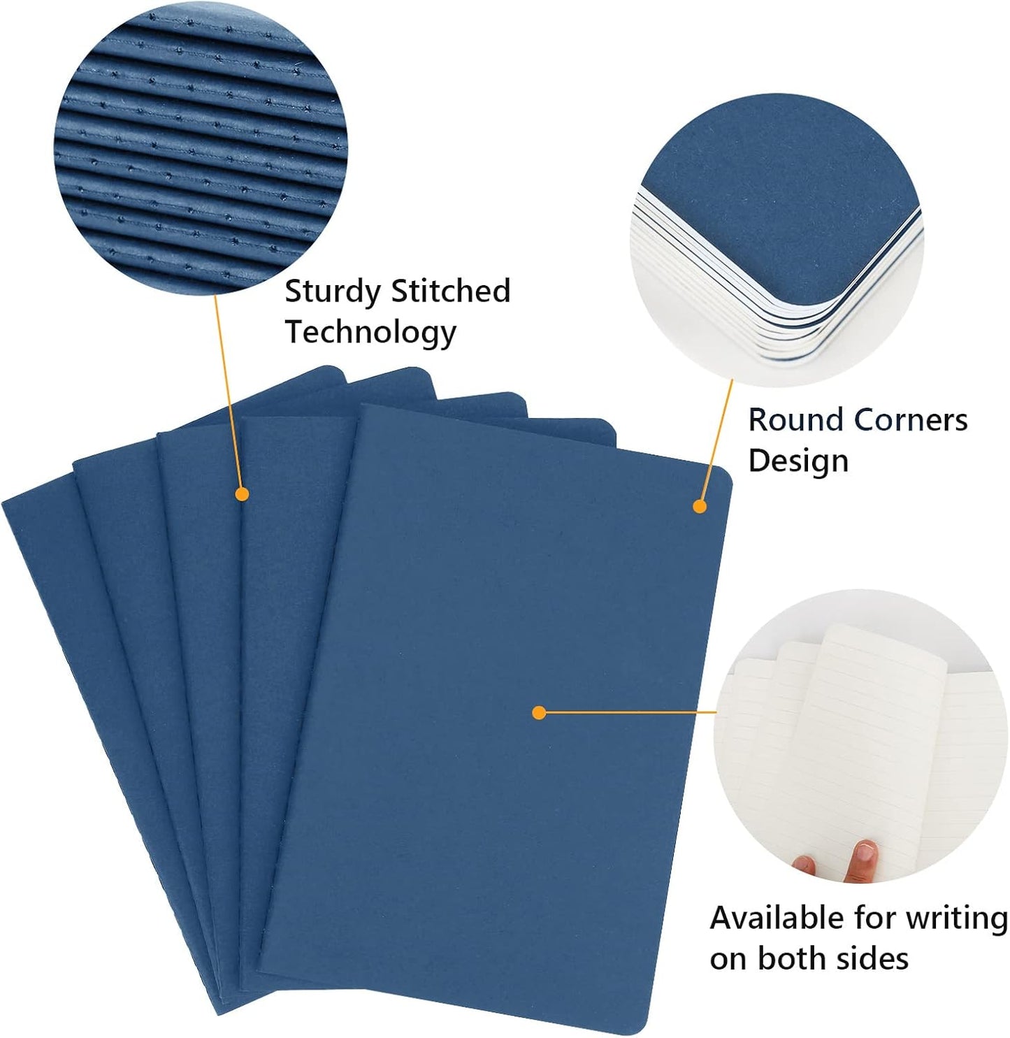 EUSOAR Notebook Journals, 24 Pack A5 5.5"x8.3" 60Pages/ 30Sheets Softcover College Ruled Notebooks, 100GSM Thick Lined Paper Travel Notepad Set Bulk for Students Office Writing Diary