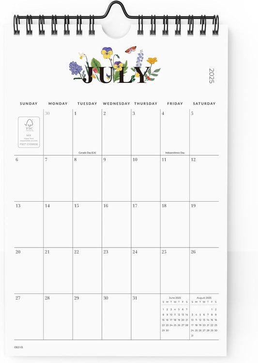 Cabbrix Mini Calendar 2025-2026 Wall Calendar, 18 Months Calendar Runs from July 2025 to December 2026, Small Vertical 6 x 9 Inch Monthly Planner for School Office Home Organizing