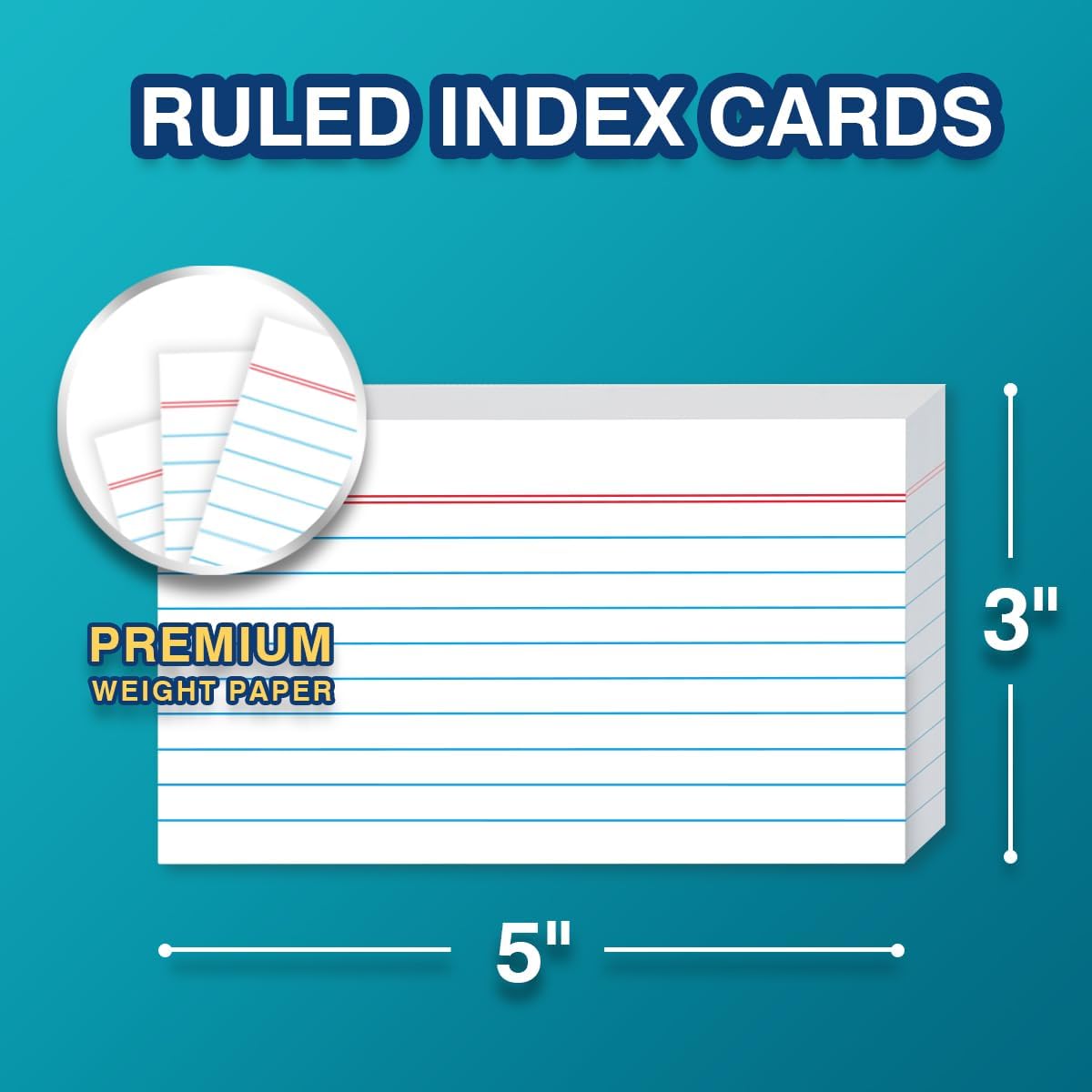 H4D 3x5 Index Card Holder with 100 Heavyweight Ruled Index Cards and 25 Plastic Dividers, Mint Green