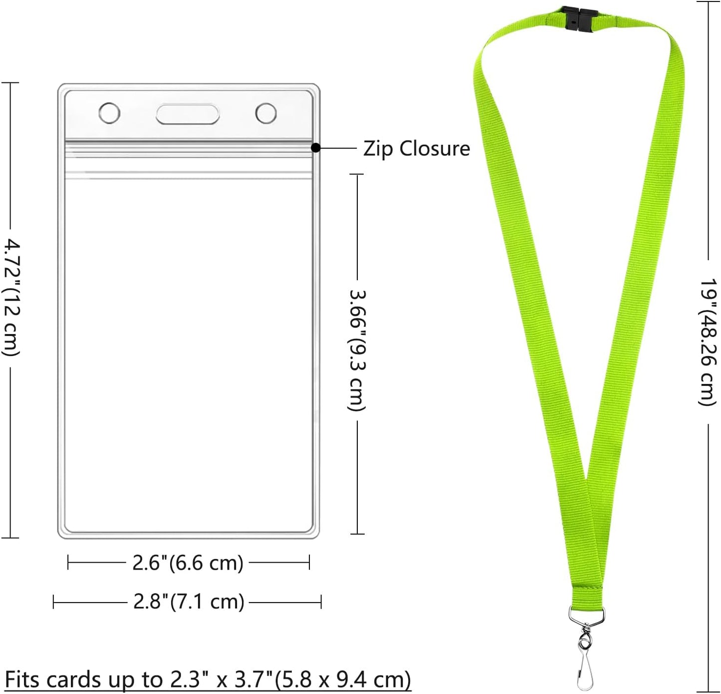 12 Pack Apple Green Lanyards with Safety Breakaway Clasp, Waterproof Badge Holders, Polyester Neck Straps for ID Cards, Events, Office, and Schools