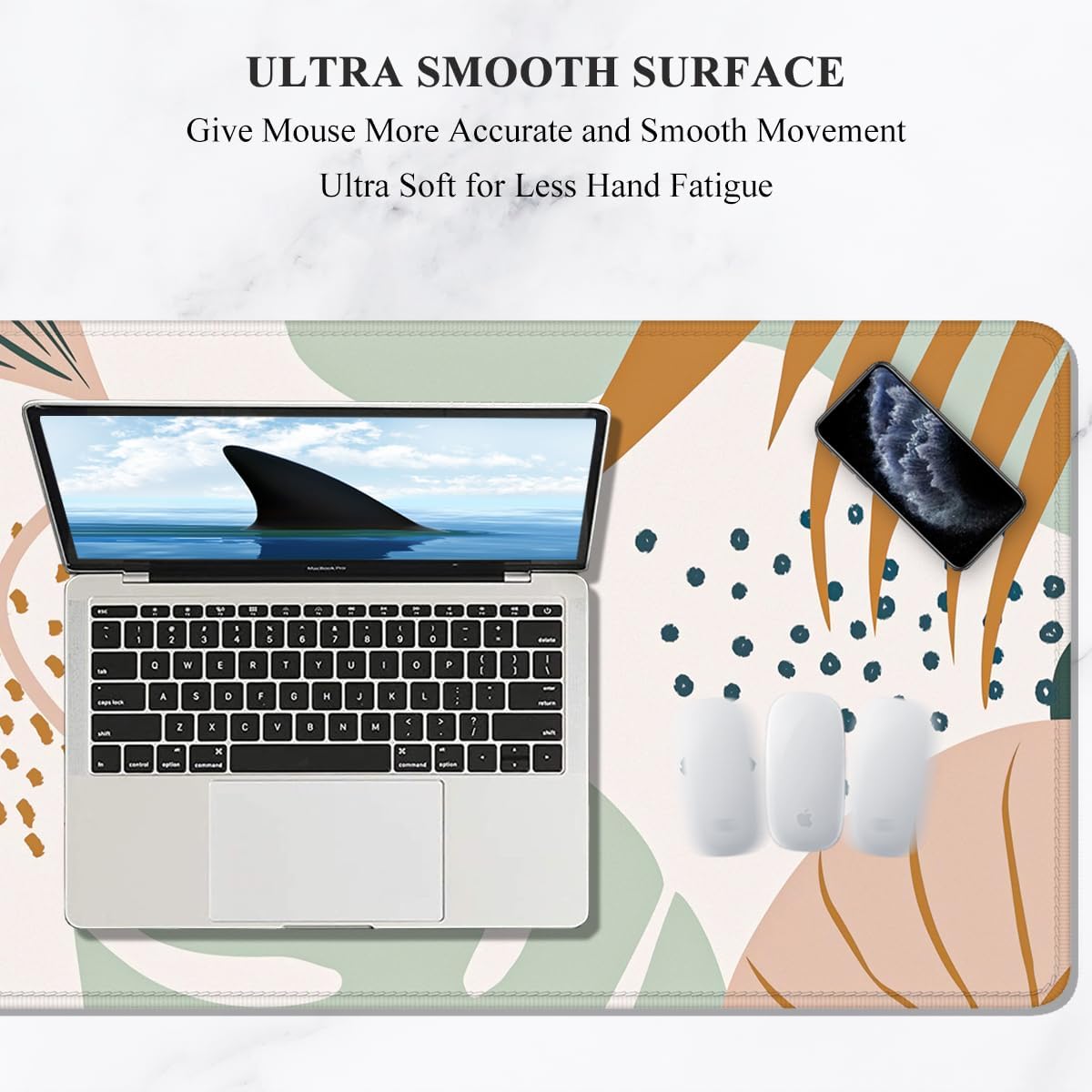 Auhoahsil Large Mouse Pad, XXL Gaming Mousepad, Desk Mat for Desktop, Thick Rubber, Big & Long Size, Stitched Edges, Full Desk Pad for Laptop & Computer, Extended 35.4 x 15.7 in, Boho Style