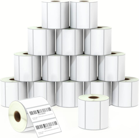 BETCKEY - 3" x 1.5" (76 mm x 38 mm) Barcode Shipping & Address Labels Compatible with Zebra & Rollo Label Printer,Premium Adhesive & Perforated [16 Rolls, 15200 Labels]