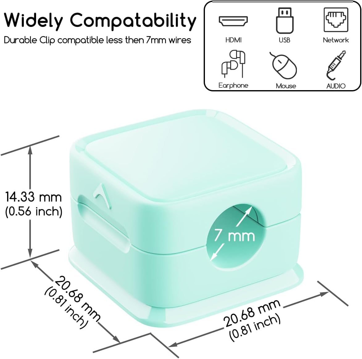 Cord Organizer Holder, 6 Pack Magnetic Desk Cable Clips Management, Hide Phone Charging Cable Keeper, Strong Adhesive Wire Charger Holder for Nightstand, Kitchen Appliances, Office Supplies