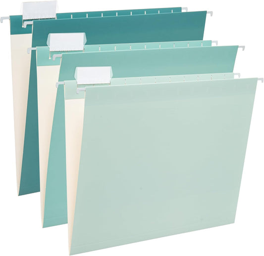 Y YOMA 6 Pack Gradient Hanging File Folders Letter Size Decorative Hanging Folder Pretty File Folder Organizer for Filing Cabinet Office Home with 1/5-Cut Adjustable Tabs, Teal Blue