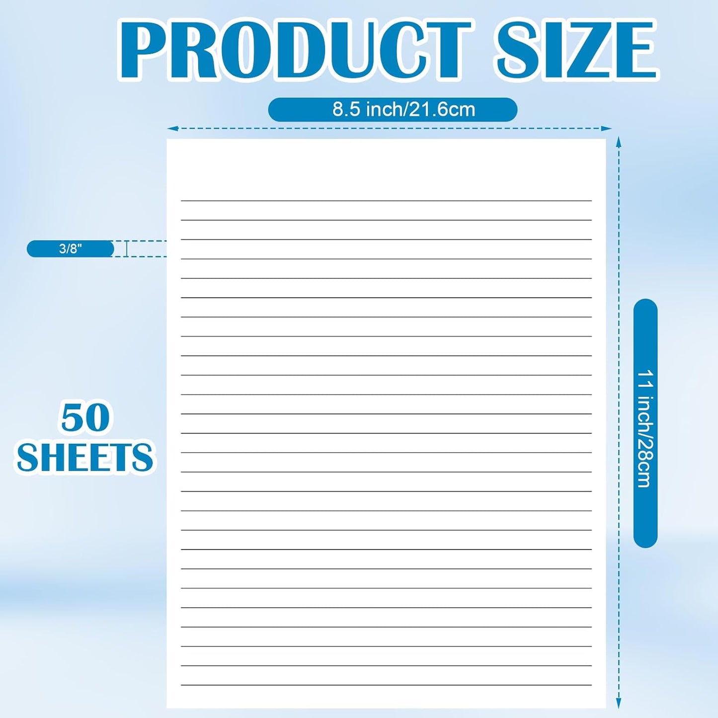 50 Sheets Handwriting Paper 8.5”x11” Narrow Ruled Spacing Raised Line Writing Paper Tactile Handwriting Paper Multi-Sensory Ruled Handwriting Tablet for 3rd Grade and Up