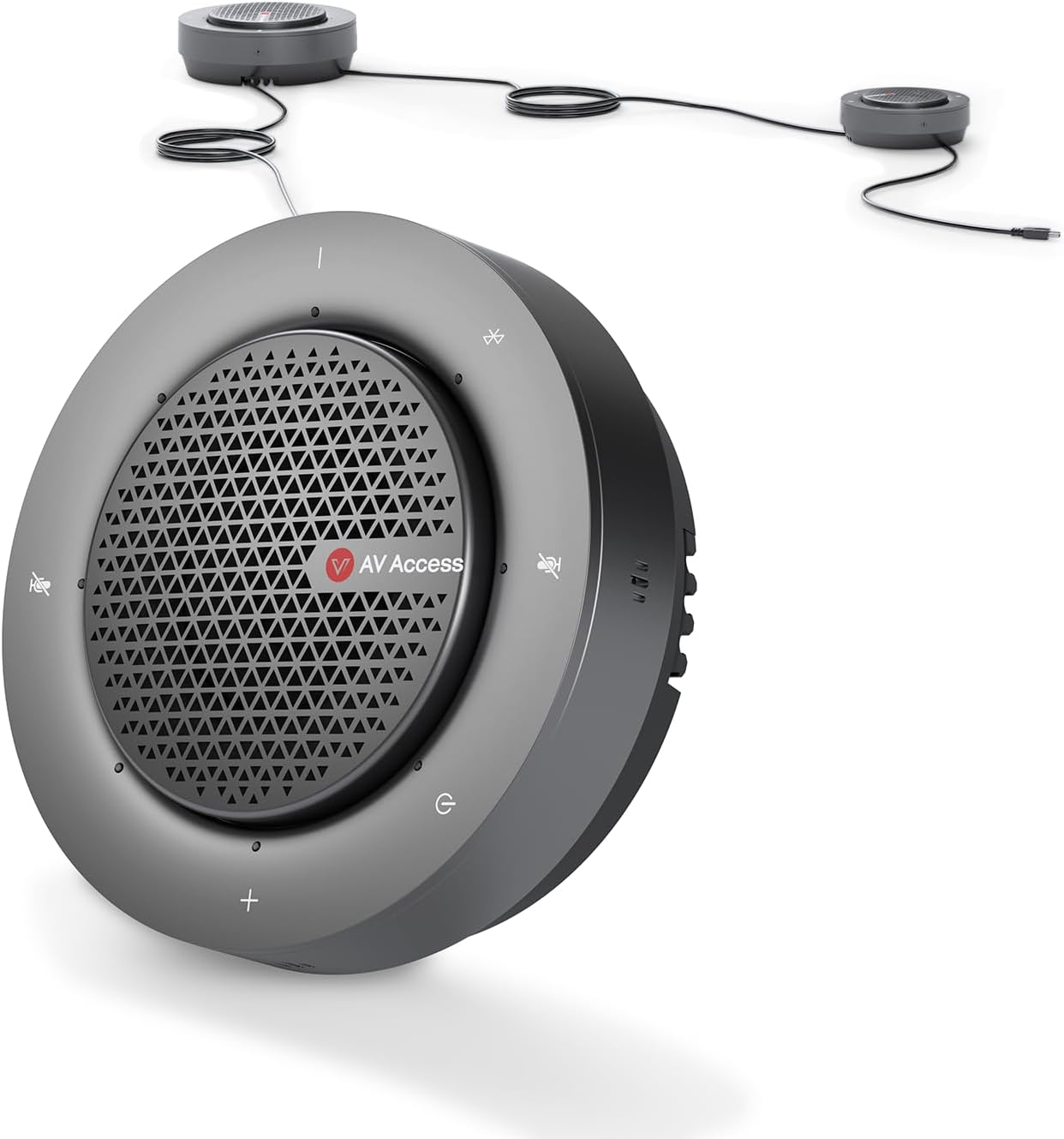 Conference Speakerphone, Daisy Chain up to 9 Speakerphones for 50 People, USB & Bluetooth Speaker with 4 Mics AI Noise Cancellation 360° Voice Pickup for Zoom,Teams,Conference Call Large Meeting Room