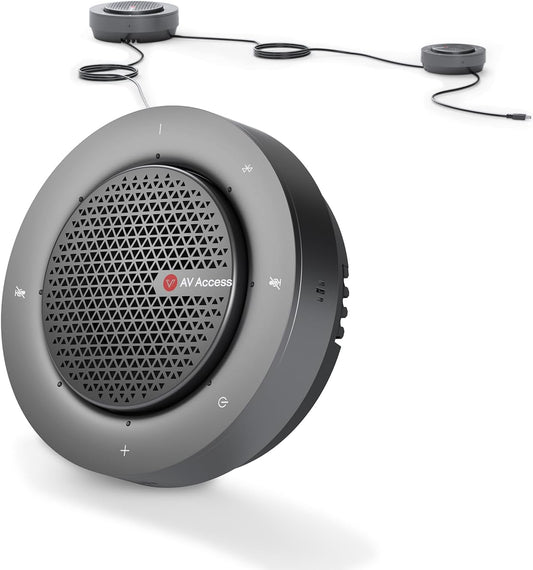 Conference Speakerphone, Daisy Chain up to 9 Speakerphones for 50 People, USB & Bluetooth Speaker with 4 Mics AI Noise Cancellation 360° Voice Pickup for Zoom,Teams,Conference Call Large Meeting Room