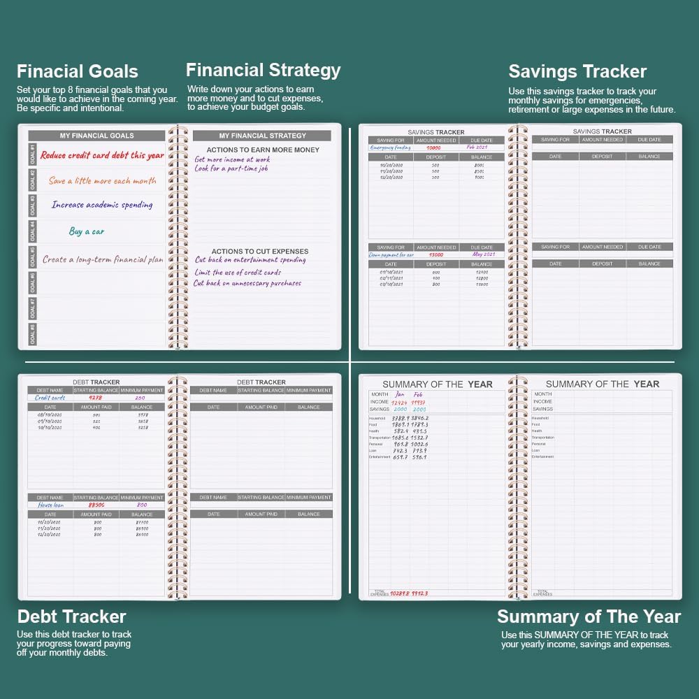 Budget Planner - Expense Tracker Notebook, 8" x 9.5" Budgeting Planner and Financial Planner Budget Book to Control Your Money. Large Size, Gold Leaf