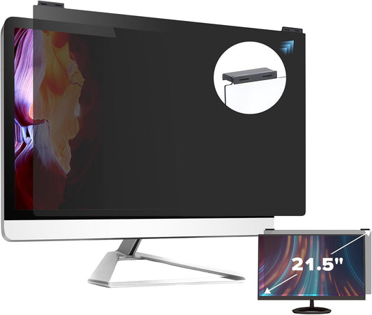 Computer Privacy Screen Filter 21.5 Inch, 9H Hardness Hanging Computer Screen Privacy Shield Compatible with 16:9 Widescreen Monitor, Eye Protection and Blue Light Blocks………