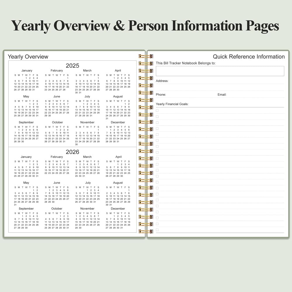 Bill Payment Tracker Notebook - Monthly Bill Organizer & Planner for Personal Budgeting Financial, Payments Checklist Organizer, 8" x 10.5", Green