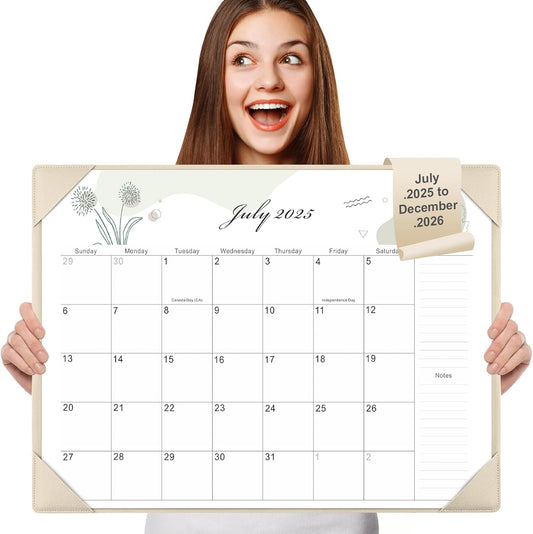 Gannyfer Large Desk Calendar 2025-2026 with Desktop Mat,22" x 17" Desktop Pad Calendar, 18 Month Table Calendar from July 2025 to Dec 2026, Office Supplies Perfect for Home School and Office - Gray