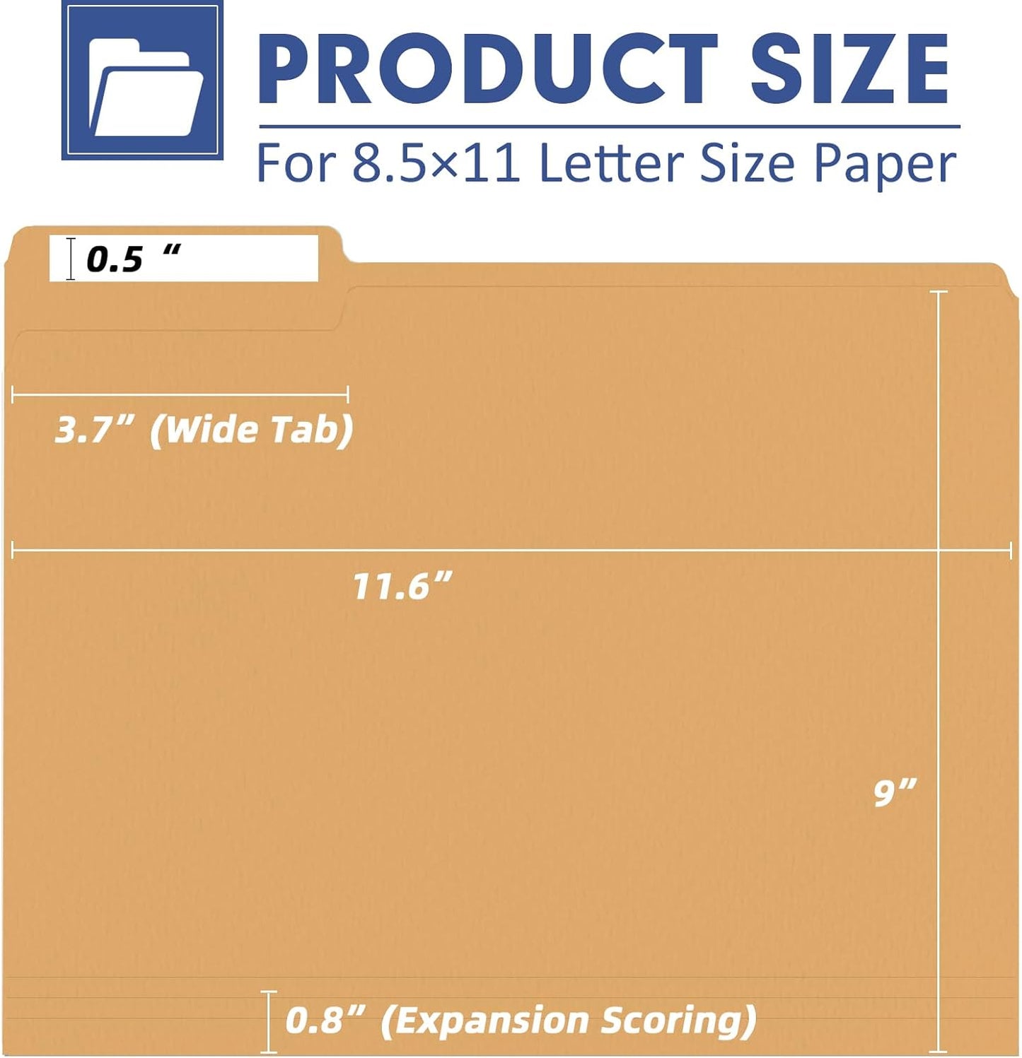 File Folder, PANDRI 120 Pack Colored File Folder, 1/3 Cut Tab, Letter Size, Assorted 6 Dark Colors Filing Folder for Office School Business