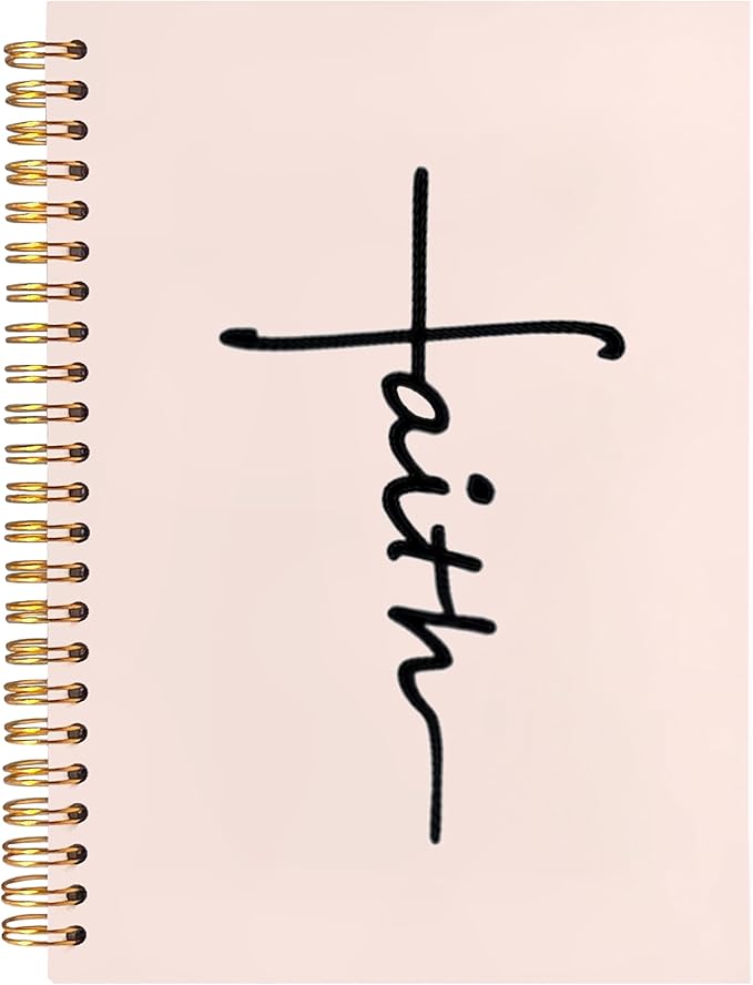 BearCake Faith Journal, Christian Notebook, Christian Gifts for Women, Bible Notebooks for Note Taking, Bible Journaling Notebook, Prayer Journal, Hardcover Spiral Notebook 5.5x8.3