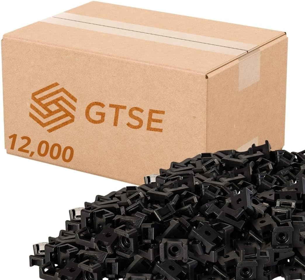 GTSE 12,000 Full Carton Of Black Screw Mounts, Zip Ties Up To 0.35" Wide, Saddle Type Zip Tie Anchors