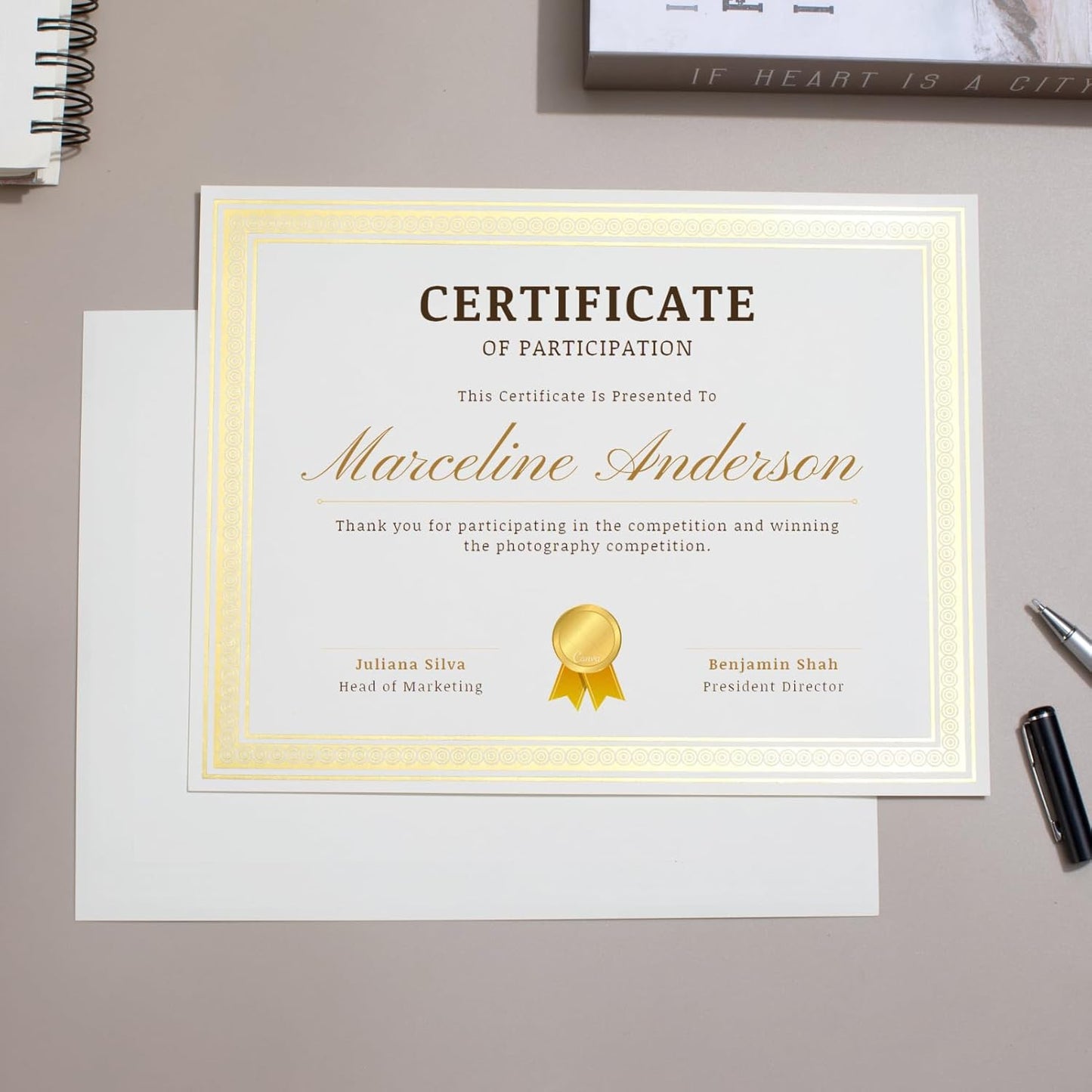 50 Count Certificate Paper 8.5 x 11 for Printing,Blank Gold Foil Border,Award Certificate Paper for Business,Graduation Diploma,School and Achievement (Ivory)