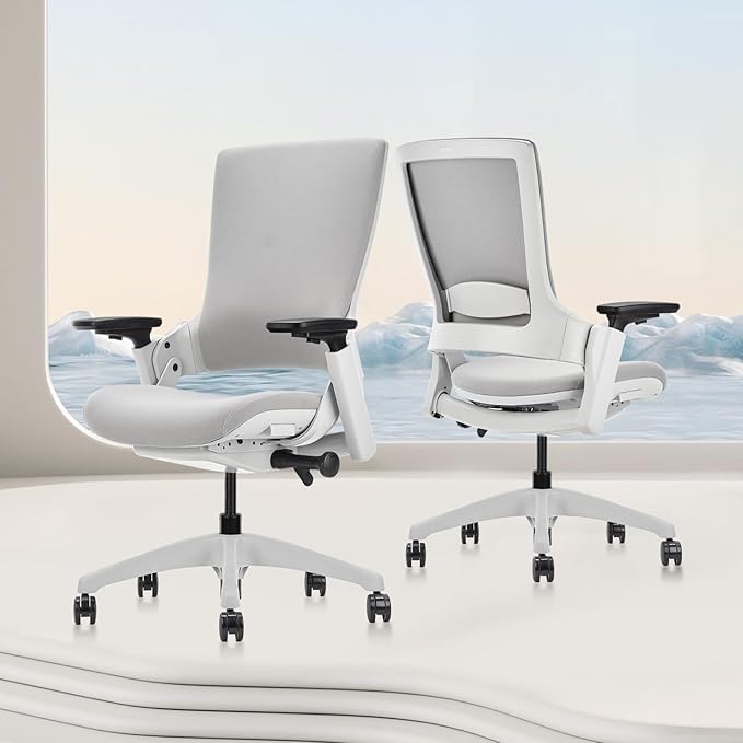 CLATINA Office Chair Swivel Executive Chair, Adjustable Ergonomic Computer Chair with 3D Armrest and Lumbar Support, Fabric Backrest Task Chair for Home Office Conference Room