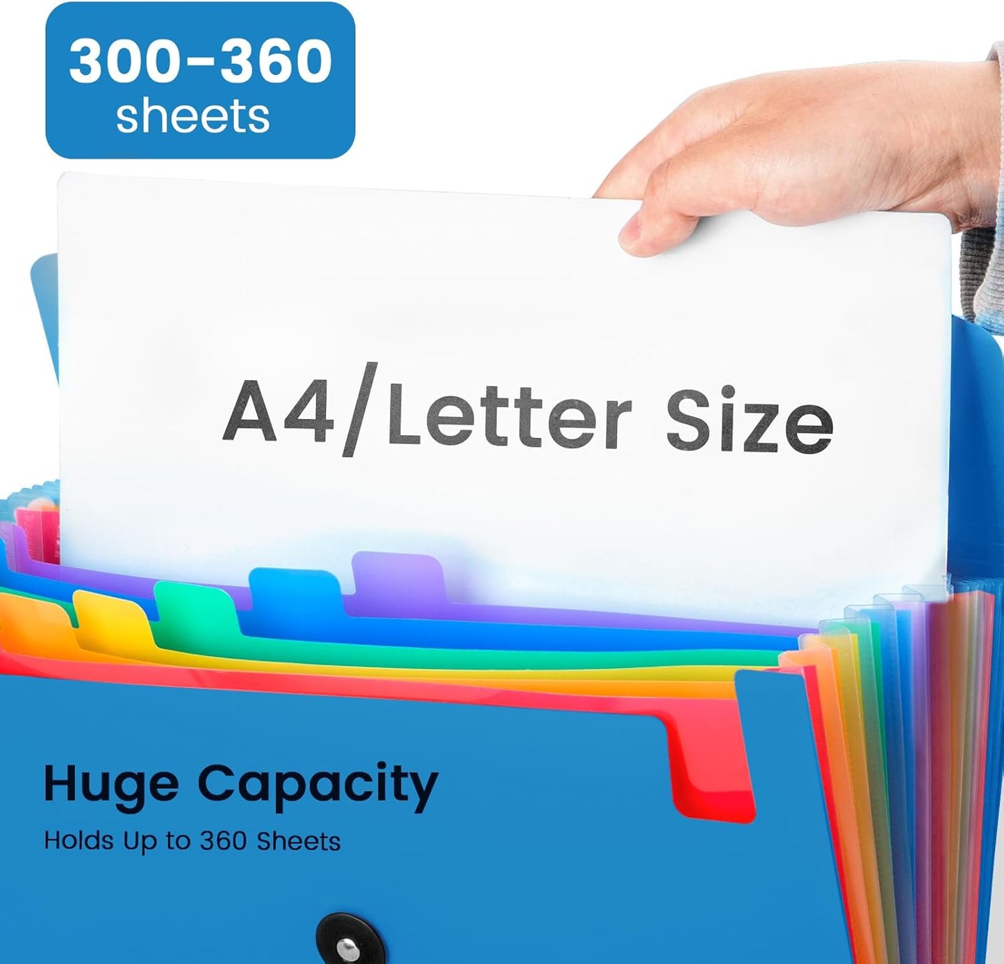 6 Pack Accordion File Organizer with Labels, 13 Pocket Expanding File Folder for Letter Size A4 Papers, Ideal for Home, Office Supplies, College Essentials