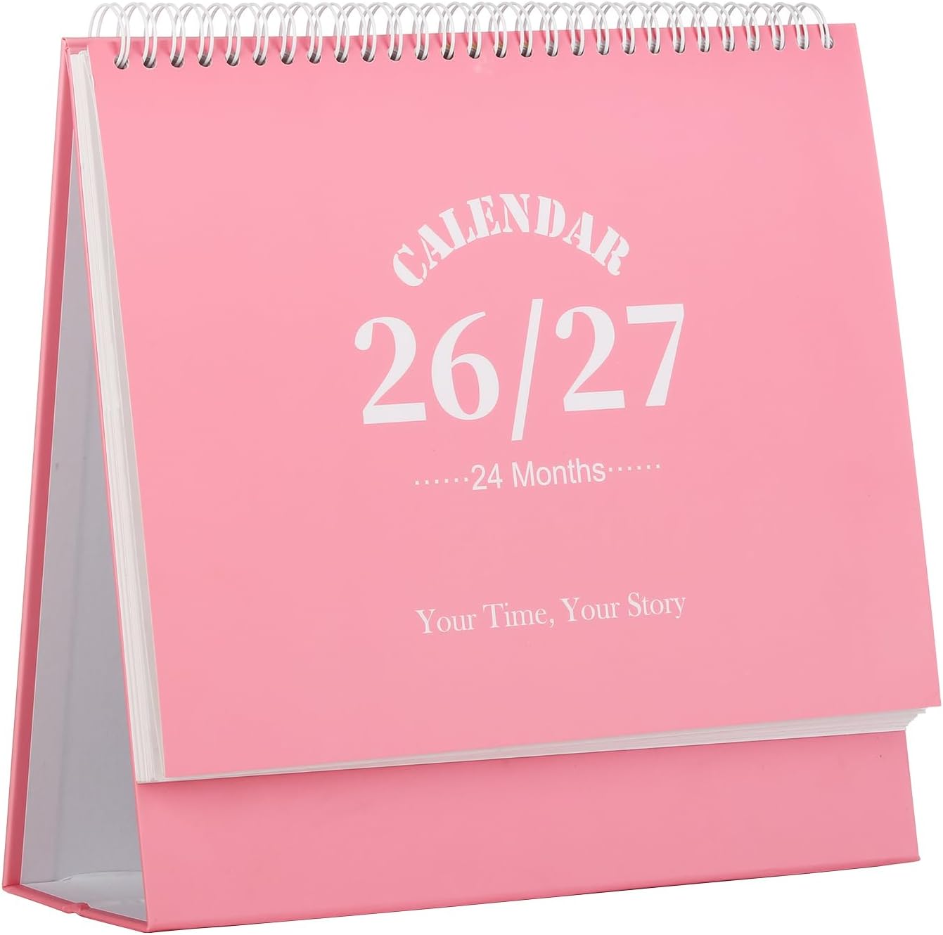Desk Calendar 2026-2027, 2 Years Calendar Runs from Jan. 2026 until Dec 2027, Table Monthly Planner with Stickers for Home,Office,School Organization(L-Pink,9.8" x 9.6")