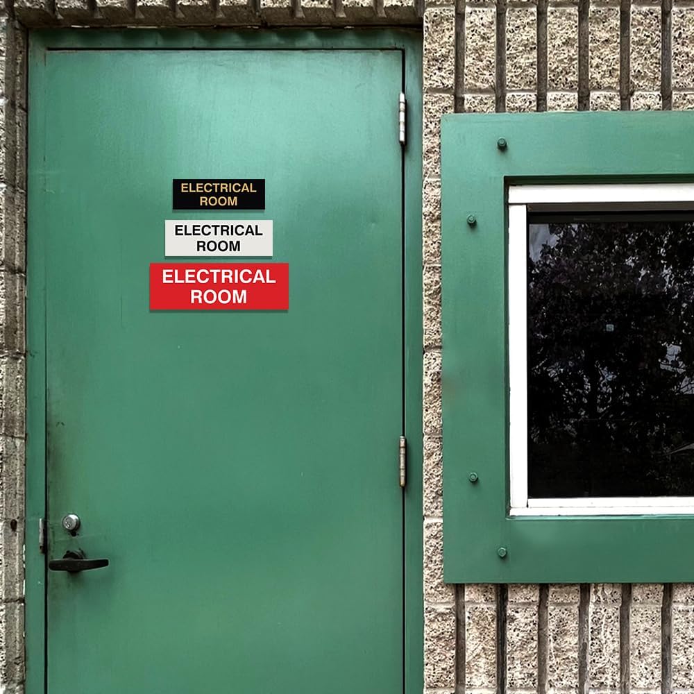 All Quality Basic Electrical Room Door/Wall Sign | Durable Construction | Building Safety - Dark Brown - Large (1 Pack)