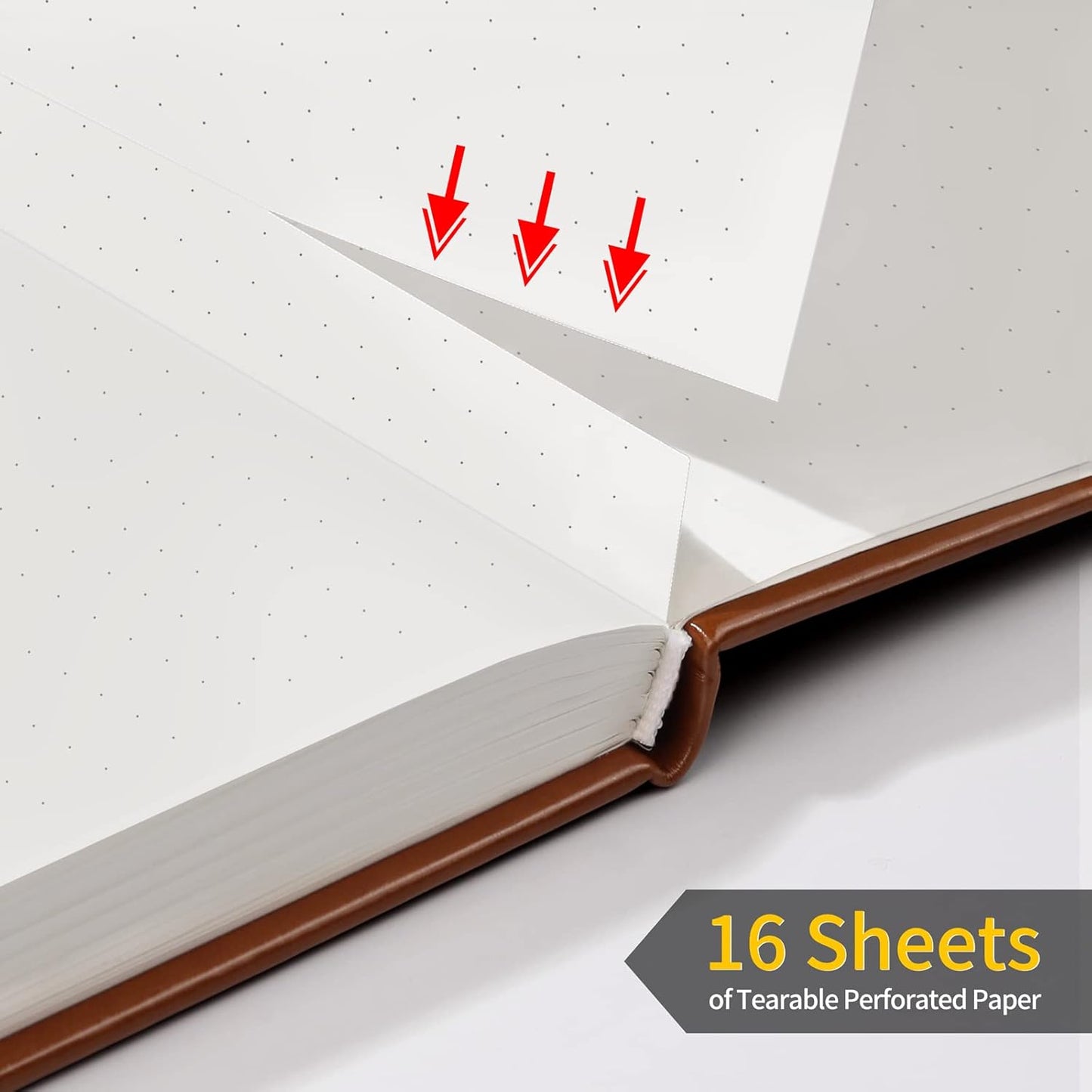 Annecy Numbered Bullet Dotted Journal Notebook, Medium 5.5x 8.25, 160 Pages 100GSM Writing Paper, A5 Brown Faux Leather Cover with Pen Loop