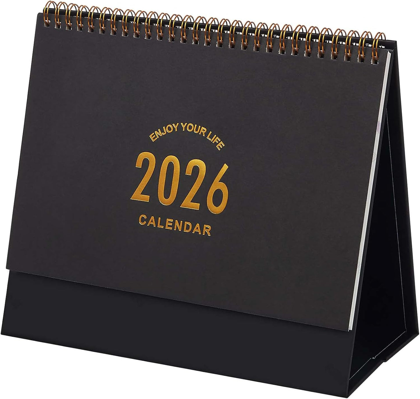 Desk Calendar 2025-2026, Standing Flip Medium Desktop Calendar from July 2025 to December 2026 - Metal Ring Twin-Wire Binding 18 Month Desk Calendar for Home Office School (L-Black)