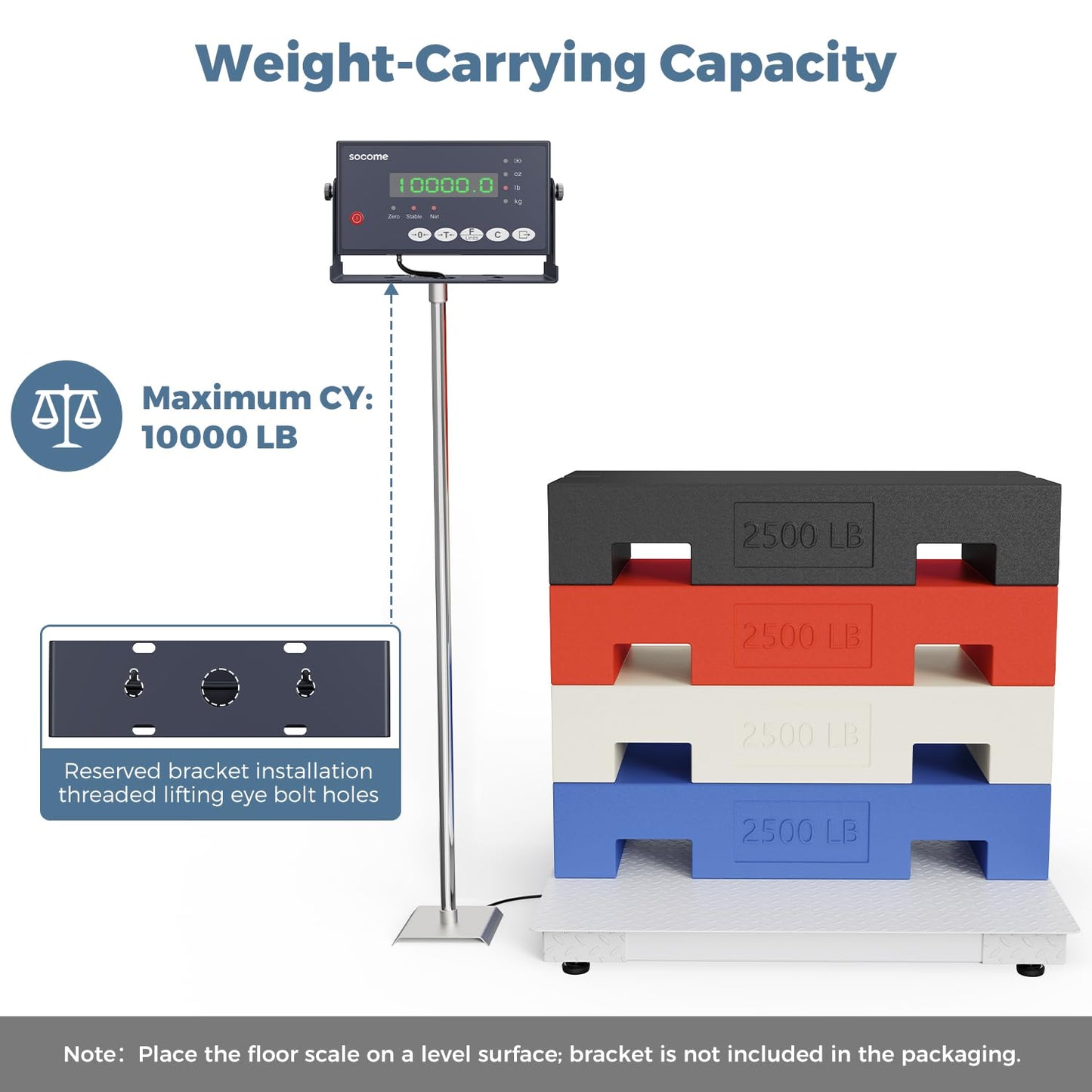48"x48" Industrial Floor Scale, Professional Platform Scale with Digital Indicator, Accurate Weighing Scale for Warehouse Shipping and Industrial Use, 10000 lb x 1 lb, Grey