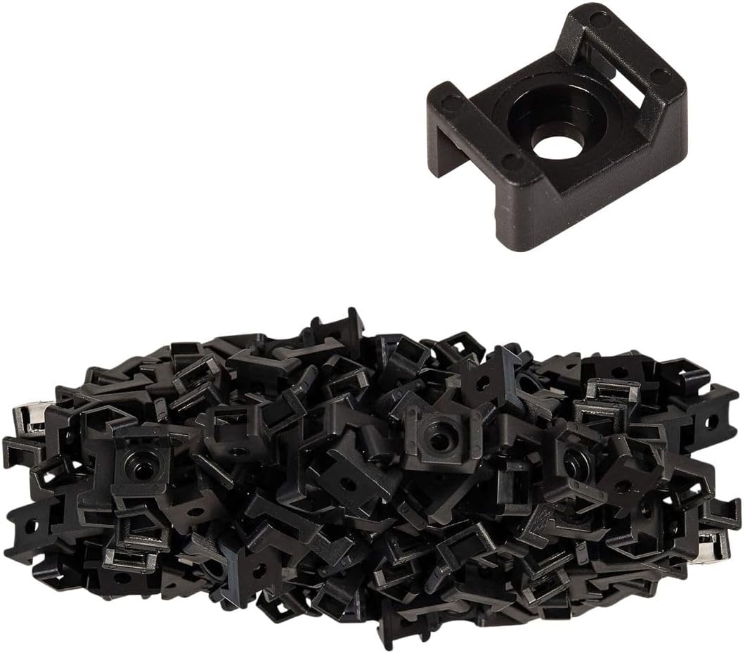 GTSE 100 Pack Of Black Screw Mounts, Zip Ties Up To 0.2" Wide, Saddle Type Zip Tie Anchors