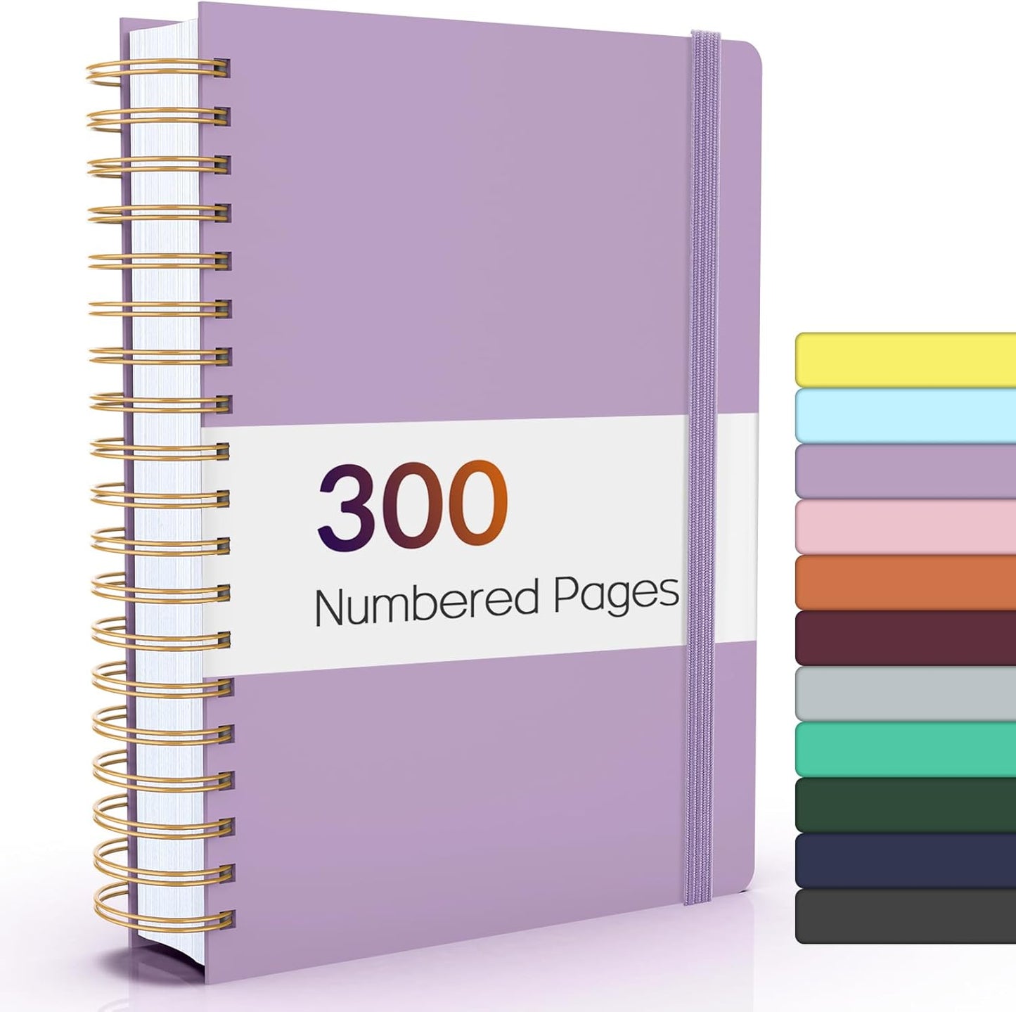 Forvencer Lined Spiral Journal Notebook with 300 Numbered Pages, B5 College Ruled Thick Journals for Writing with 100GSM Paper, Hardcover Notebooks with Contents for Work, School, Women, Men, Purple