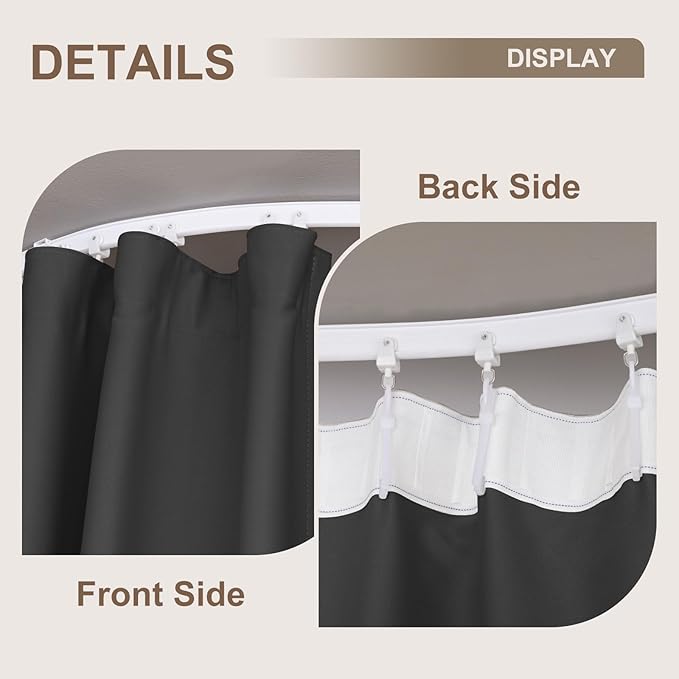 Room Divider Curtains & Flexible Bendable Tracks Set,Privacy Dividers Ceiling Track Curtain Window Blackout Curtains for Living Room Bedroom (W180 × H84 in 1 Panel Black Drape & White Rail)