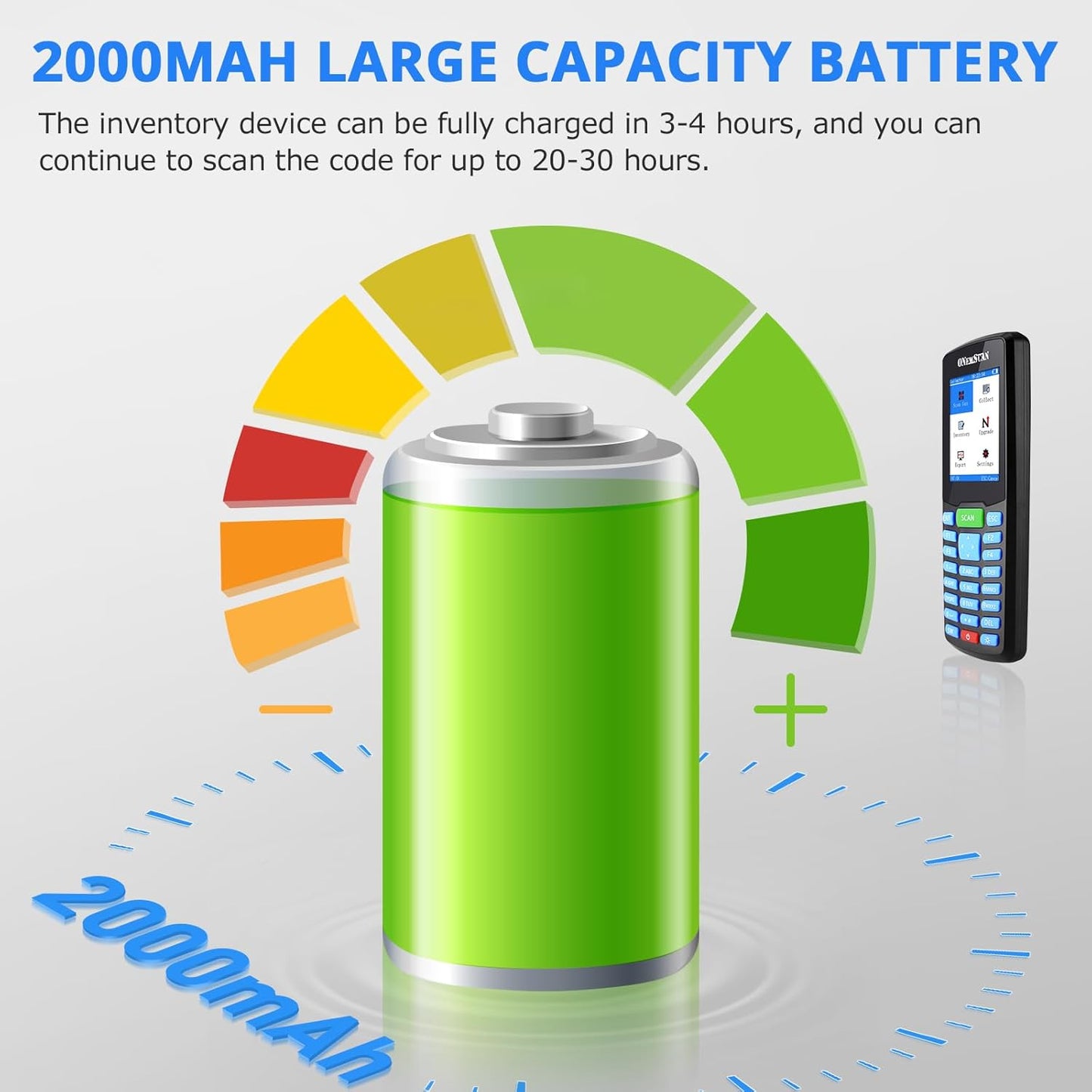 Barcode Scanner, Wireless 1D Inventory Scanner Data Collector Data Terminal Portable with 2.8" TFT Color LCD Screen Cordless Handheld Barcode Reader for Store, Inventory, Supermarket, Warehouse