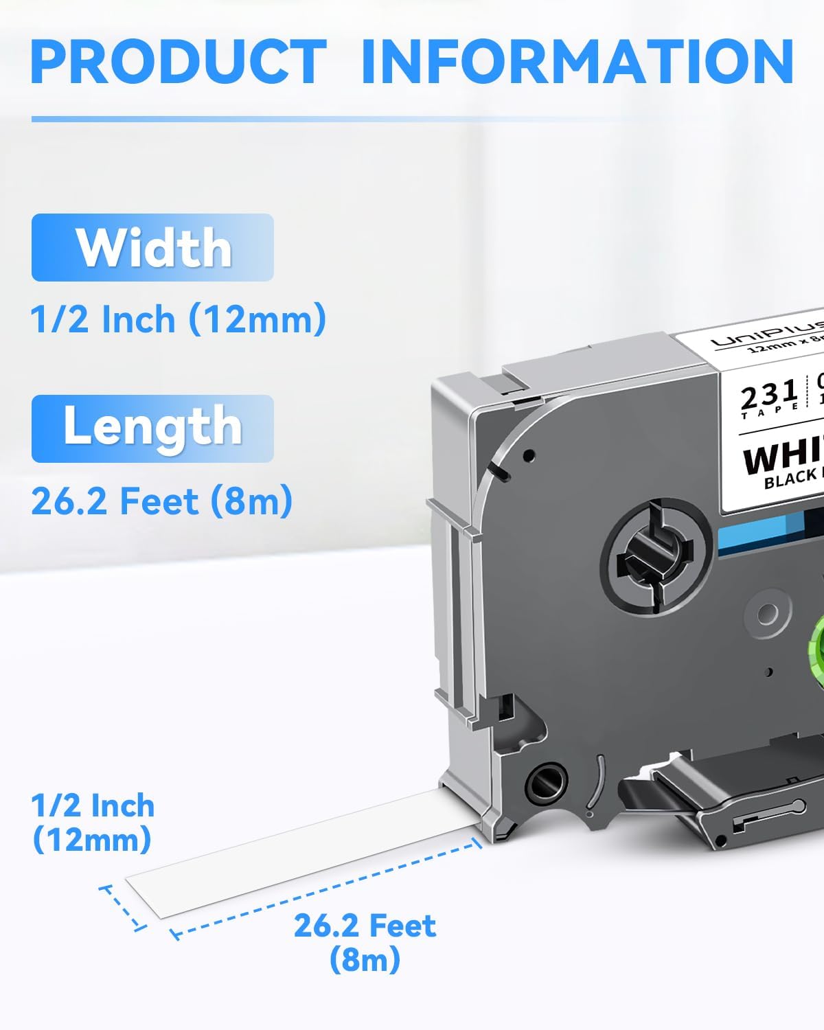 6-Pack TZ Tape 12mm 0.47 Laminated Multi Color Tape Compatible with Brother P Touch TZe-231 Tz231 431 531 631 731 Label Maker Tape, Work with P Touch PT-H110 PT-D210 D400 D600 1290 2040