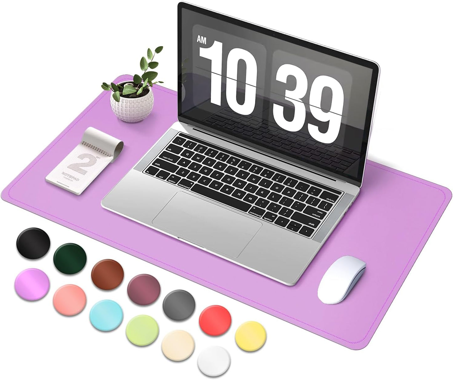 Desk Pad Protector, Leather & Suede Desk Mat, Non-Slip Desk Pad Mat, Large Mouse Pad, Waterproof Desk Blotter Mat, Desk Cover for Office, Home (Lilac, 23.6" x 13.7")