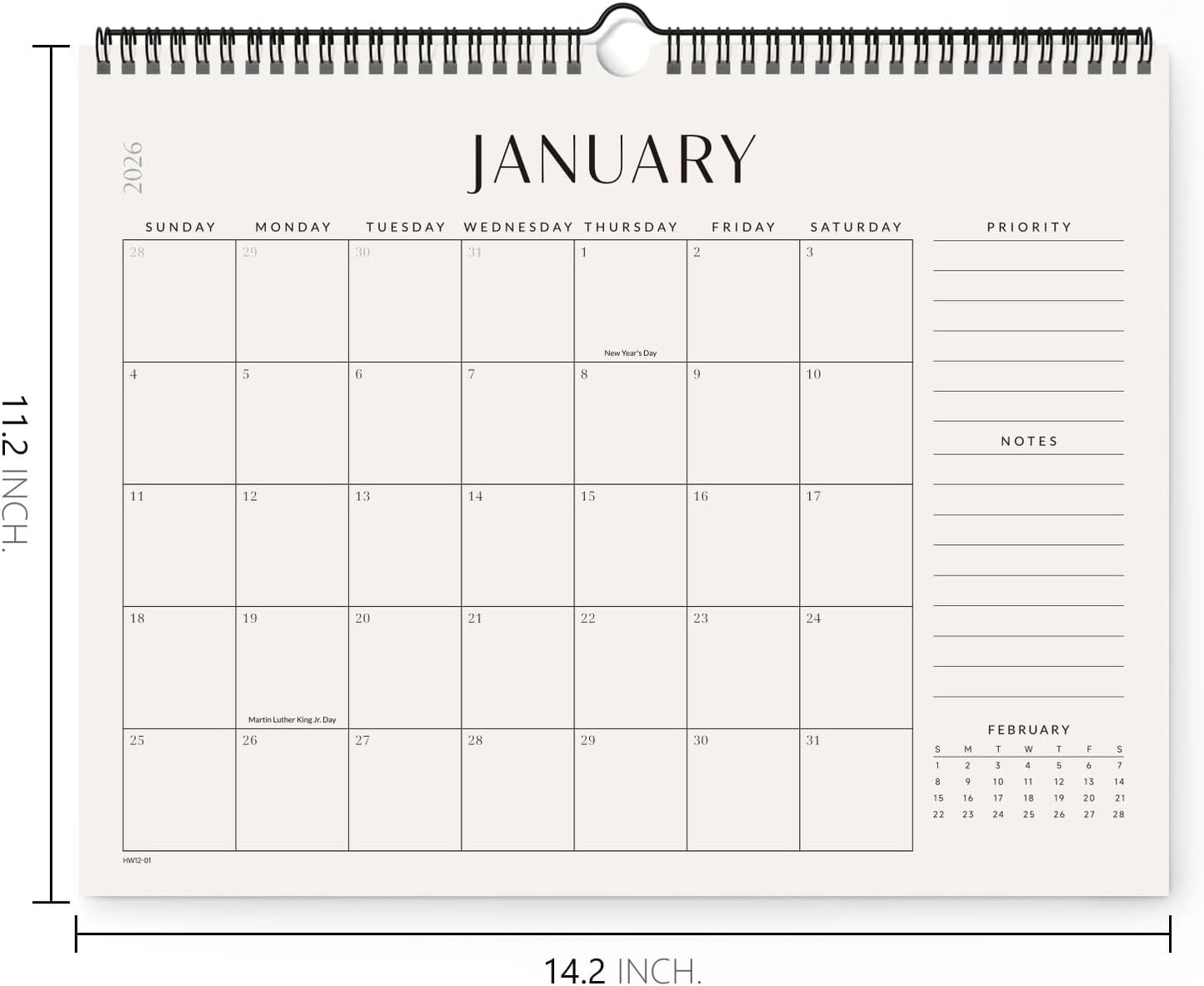 Jotsome Wall Calendar 2025-2026, Monthly Wall Calendar From Now to December 2026 14.2x11.2 inch for Home and Office, Easy Planning