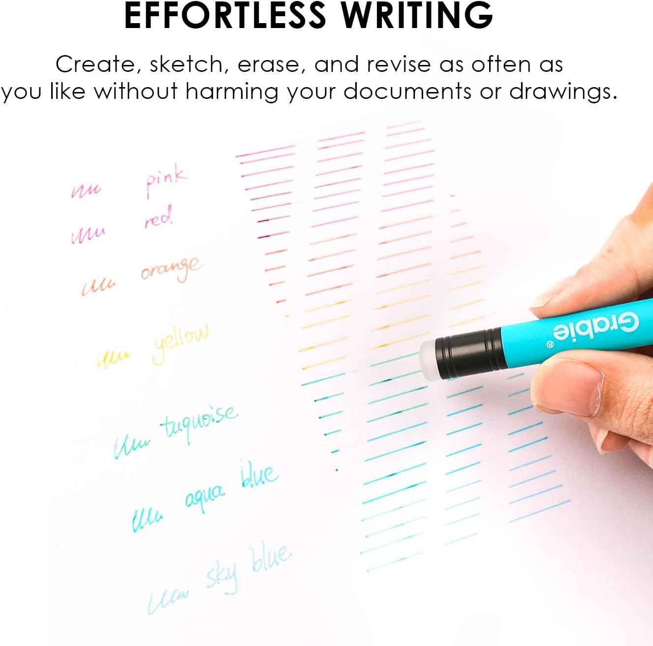 Grabie Erasable Gel Pens, 9 Colors Erasable Pens, Make Mistakes Disappear Colored Pens, Assorted Color Inks for Drawing Writing Planner,Gel Pens for Coloring