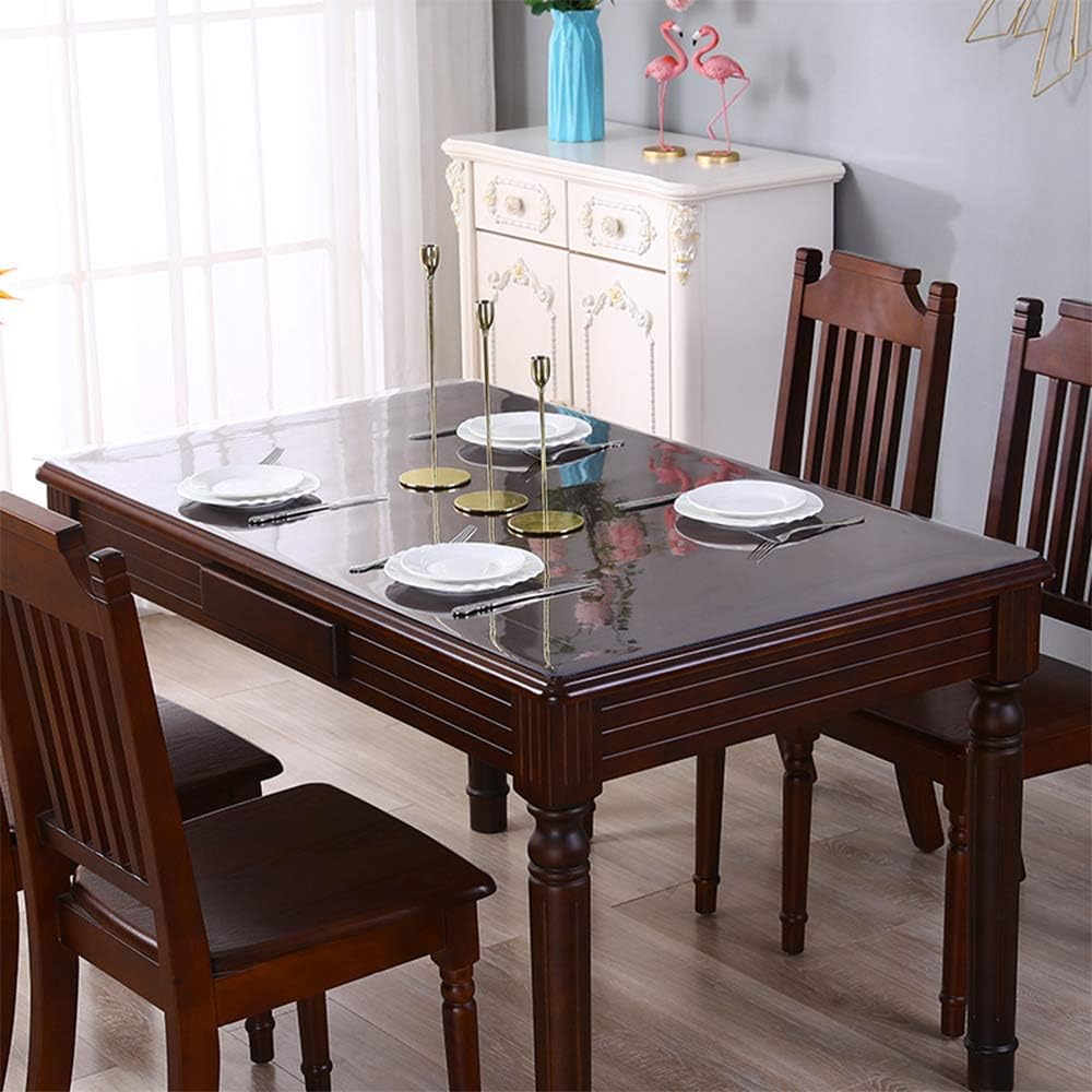Clear PVC Table Cover Protector 12x66 Inch Crystal Vinyl Table Pad 1.5mm Thick Heat Resistant Plastic Desk Cloth Mats Waterproof Desk Protector Mat for Writing Laptop Pad Dresser Non-slip Easy Clean