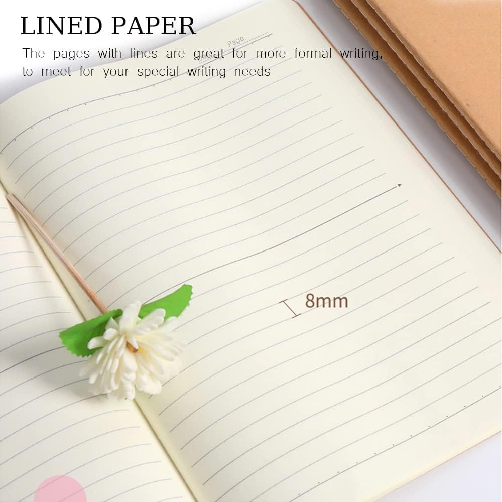 Bulk A5 Journal Notebook, Kraft Cover 60 Pages Lined Paper Journal for Traveler, Notes, Memo - Bulk Journals Sewn Brown Notebook for School Supplies, Office Supplie (line 60pages, 30pack)