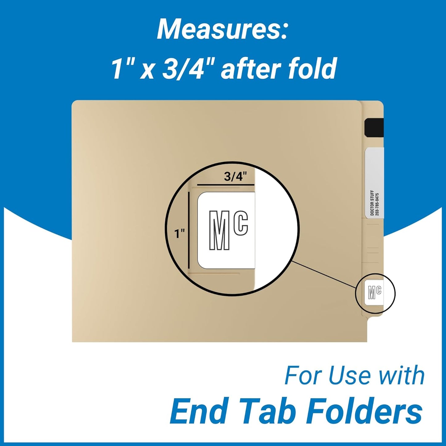 Doctor Stuff - File Folder Labels, Alphabet Letter Mc, Barkley/Sycom FABKM - BRAM Series Compatible Alpha Stickers, Black/White, 1" x 1-1/2", 126 Labels/Package