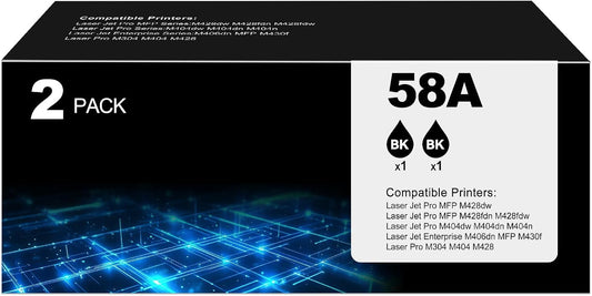 58A Toner Cartridge Black for Laser Jet Enterprise M406dn Pro M404dw, Compatible with HP 58X CF258X Toner Cartridges for HP58A CF280A Color Laser Jet Pro M404dw M404dn Enterprise M406dn MFP M428fdw