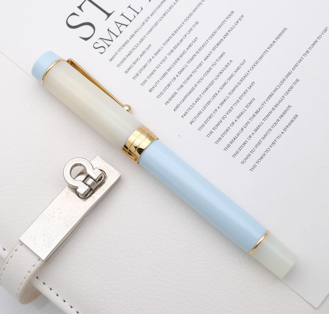 JINHAO 100 Fountain Pen with Ink Converter (Medium Nib 0.7mm, Light Blue)