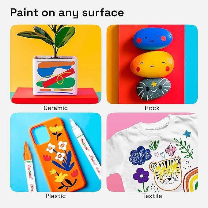 Blue Paint Pens marking pens Permanent Markers - 6 Pack Oil Based Waterproof Markers for Tire, Rubber,Wood, Rocks, Metal, Canvas,Plastic, Dark Surface,Craft office Supplies,Medium Point