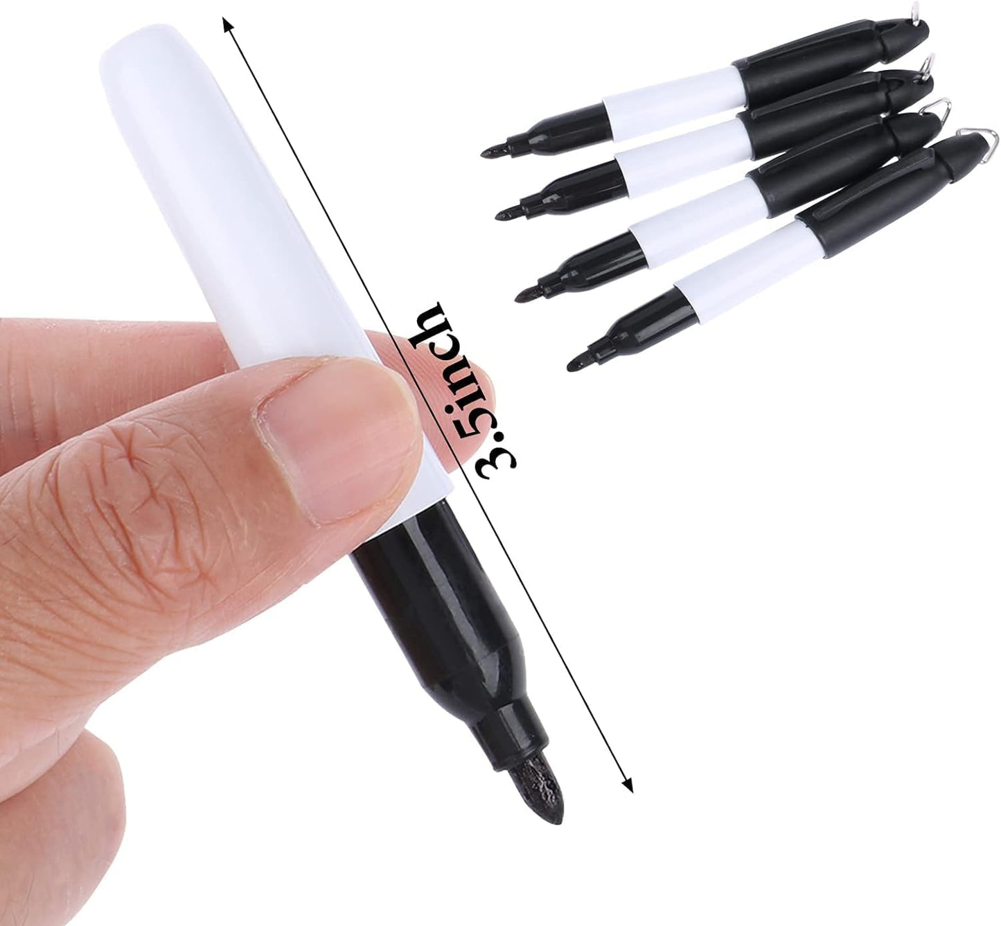 350 Pcs Mini Permanent Markers with Cap Clips Golf Ball Marker Pen Dry Erase Markers with Triangle Hook Golf Keychain Clips for Badge Black Ink Pens for Office School Outdoor Activities,Fine Point