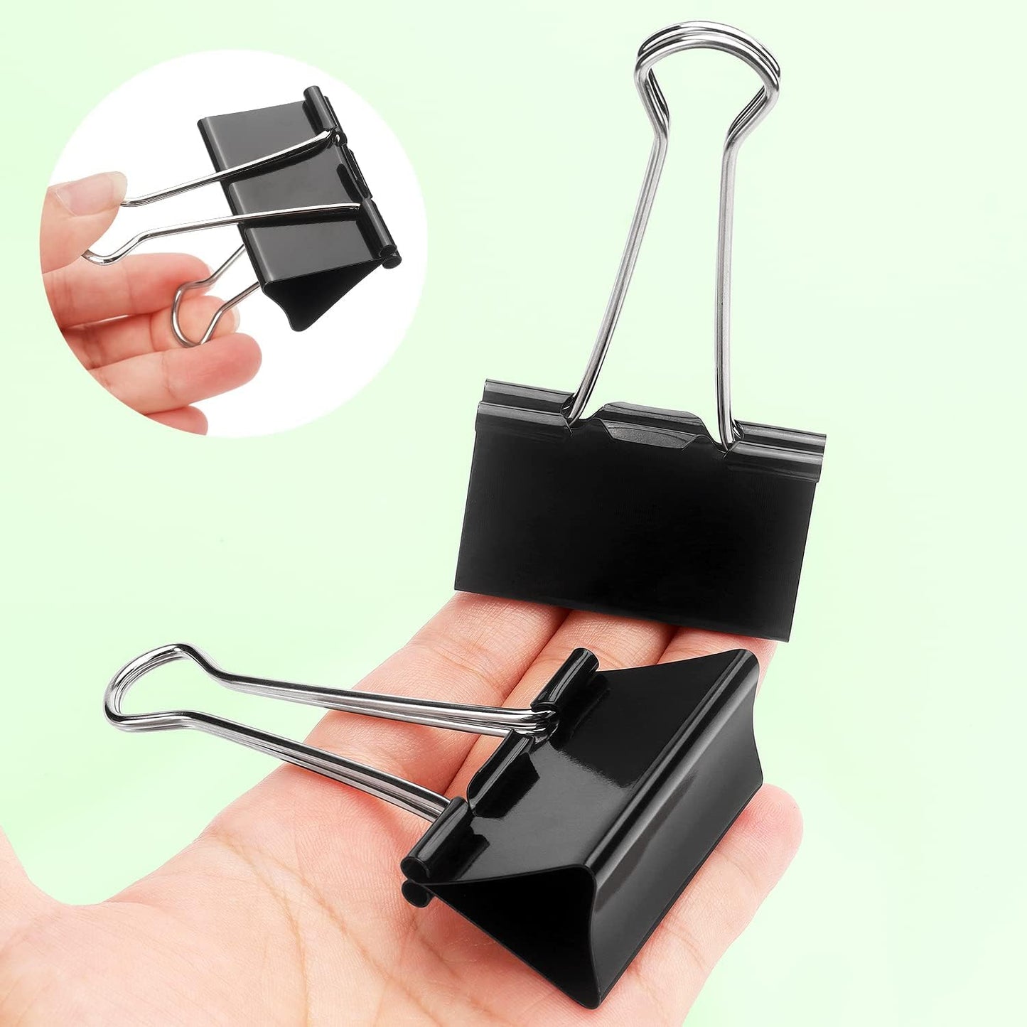 ZZTX Extra Large Binder Clips Paper Clamps Clips Black, 2.0 Inches, 12 Pack