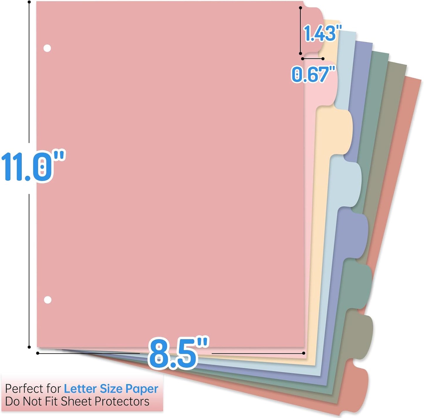 Forvencer 8-Tab Binder Dividers with Tabs, Big Tabs, Write&Erase Plastic Dividers for 3 Ring Binder, Binder Tabs for Organizers, 3 Ring Binder Dividers with Tabs for School Office (Muted, 3 Set)