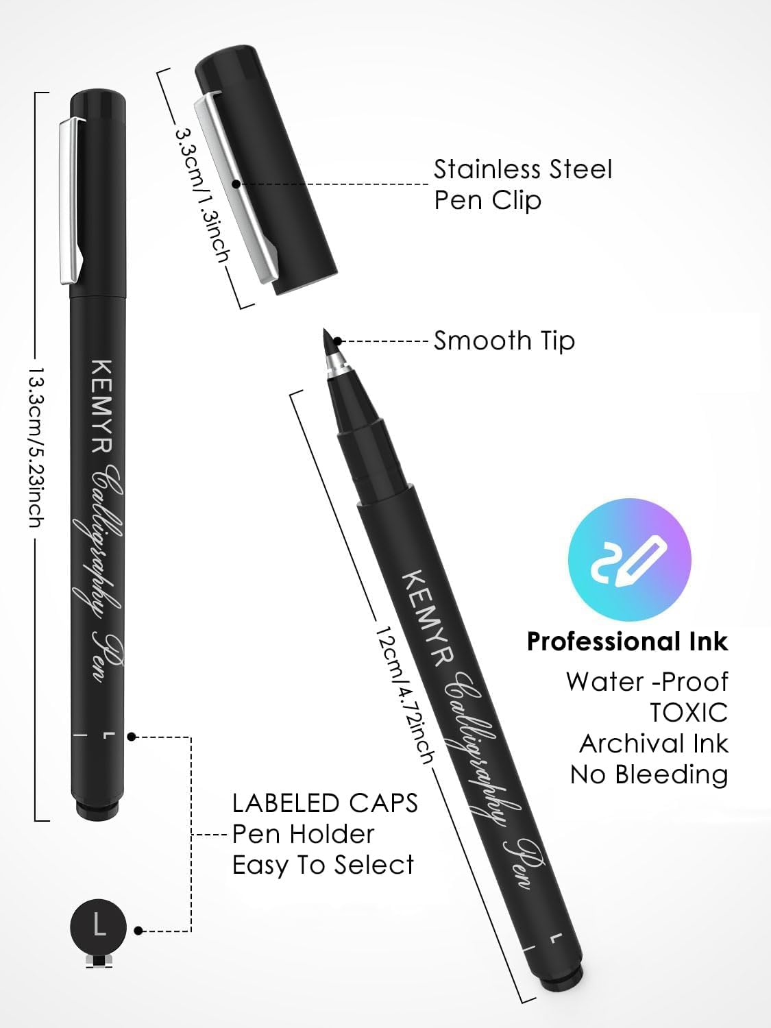 4 Micro Fine liner Drawing Art Pens Calligraphy Pens: L Size Black Art supplies Waterproof Archival Black Ink Markers For Artists,Use for Professional Watercolor,Sketching