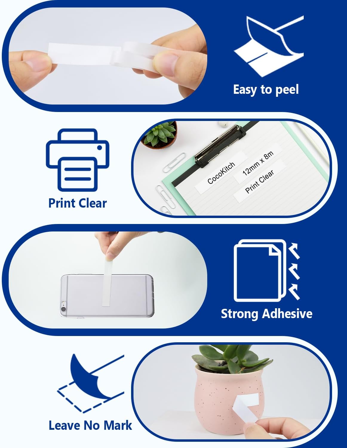 5-Pack TZe-211 TZe211 TZ-211 Compatible for Brother Label Maker Tape TZe 6mm 0.23 Laminated White for P Touch PT-H110 PTD-400 D220 D210 PTD-600 PTD610BT Label Maker, 1/4 Inch, Black on White