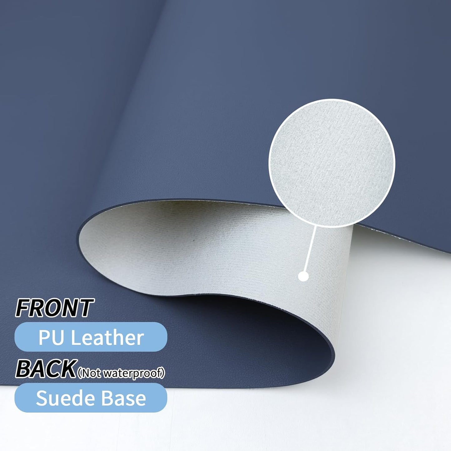 Bloss Grey Blue Desk Mat, Leather Desk Matt for Desktop, Waterproof Large Keyboard Mat, Computer Mat for Office/Home/Decor(31.5 x 15.7 Inches)