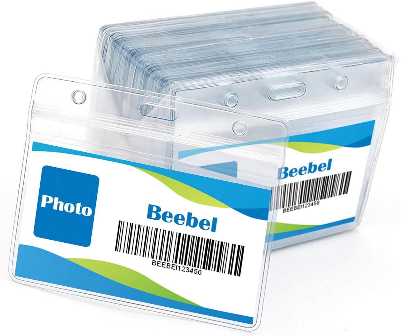 Lanyards with ID Holder 50 Pcs Clear Plastic Horizontal Waterproof Ziplock ID Nametag Holder Bulk Lanyard Clip Name Tag Badge Holder